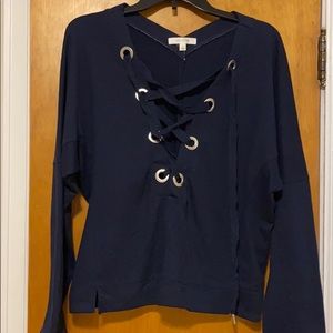 Navy Long Sleeve with Criss Cross Front